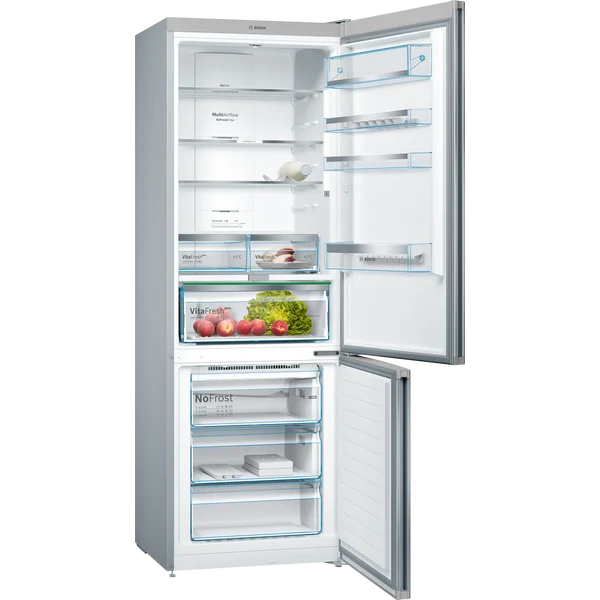 Serie|6 Отдельностоящий холодильник с нижней морозильной камерой 203*70*67 см черное стекло