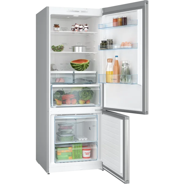 Serie|4 Отдельностоящий холодильник с нижней морозильной камерой 186*70*80 см серебристый
