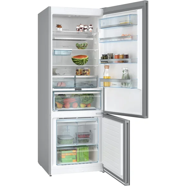 Serie|6 Отдельностоящий холодильник с нижней морозильной камерой 193*70*80 см черное стекло