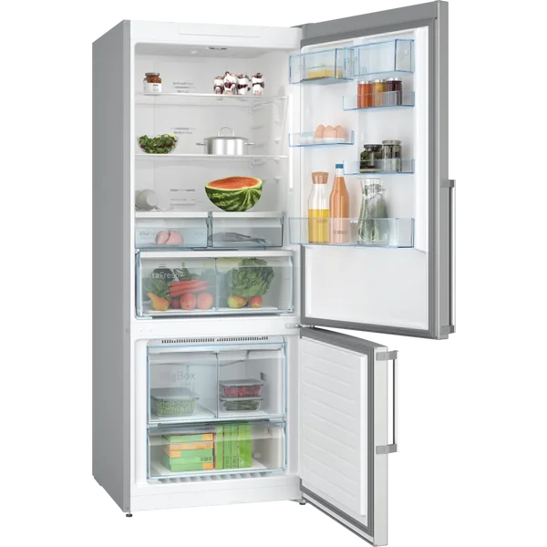 Serie|6 Отдельностоящий холодильник с нижней морозильной камерой 186*76*80 см стальной