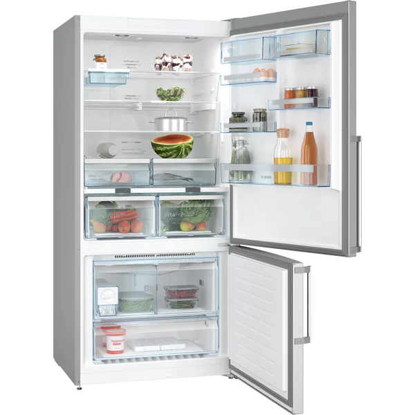 Serie|6 Отдельностоящий холодильник с нижней морозильной камерой 186*86*80 см стальной