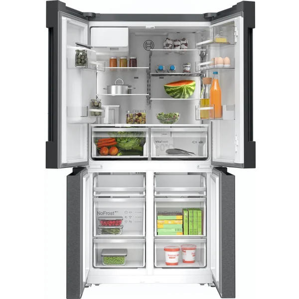 Serie|6 Отдельностоящий холодильник French-Door с диспенсером черная сталь