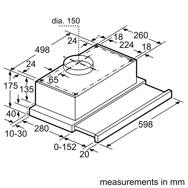 Serie|2 Вытяжка телескопическая 60 см нерж сталь