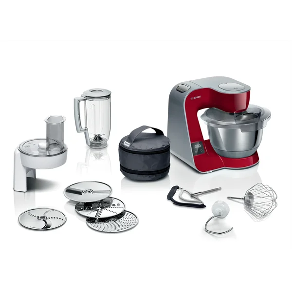 Кухонный комбайн 1000 ватт со встроенными весами и таймером (+овощерезка, блендер) красный